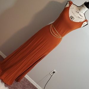 Sexy bodycon maxi dress burnt orange